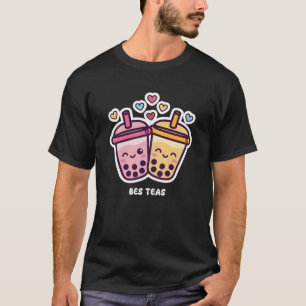 Cute Boba Best Teas Friendship Kawaii Pink Yellow T-Shirt