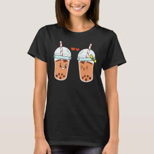Cute Boba Bubble Milk Tea Couple for Valentine Day T-Shirt