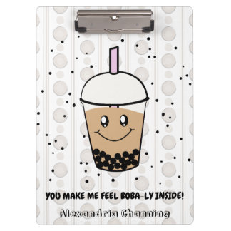 Cute Boba Bubble Tea Pun Personalised Clipboard