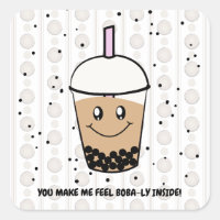 Cute Boba Bubble Tea Pun Square Sticker