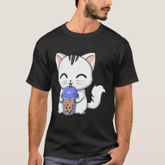 Cute Boba Kitty Cat Bubble Pearl Milk Tea Kawaii T-Shirt