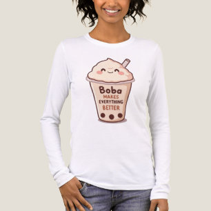 Cute "Boba Makes Everything Better" Quote Tri-Blend Shirt