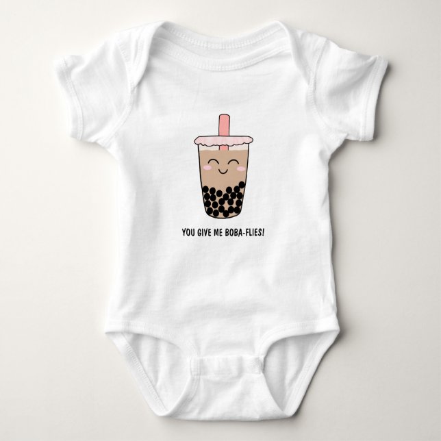 Cute Boba Milk Tea Pun Baby Bodysuit (Front)