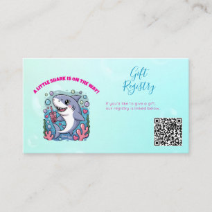 Cute Boba Shark Ocean Vibes QR Code Baby Shower Enclosure Card
