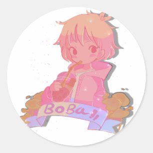 Cute Boba Tea Anime Girl Sticker