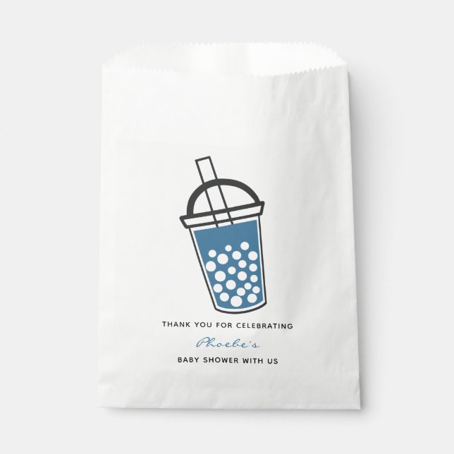 Cute Boba Tea Baby Shower Thank You Personalised Favour Bags (Front)