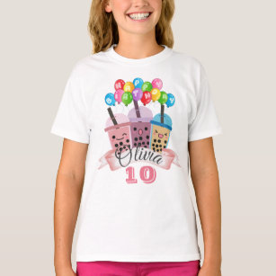 Cute Boba Tea Birthday Party Celebration T-Shirt