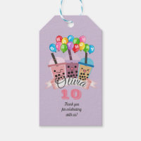 Cute Boba Tea Birthday Party Thank You Favour Tag