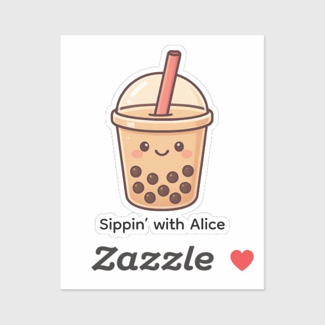 Cute Boba Tea Cup Sticker – Personalised Sticker (Sheet)