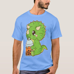 Cute Boba Triceratops Dinosaur Thai Iced Bubble Mi T-Shirt
