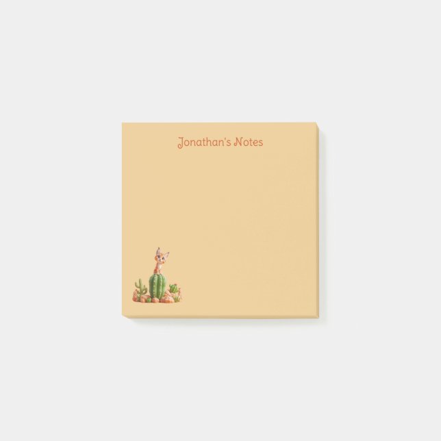 Cute Bobcat on cactus Post-it Notes (Front)