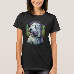 Cute Bobtail Dog on Old English Sheepdog T-Shirt