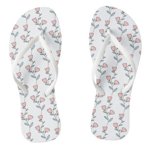 Cute Bohemian Blush Pink Purple Floral Pattern Jandals