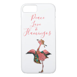 Cute Bohemian Flamingo Peace Love & Flamingos Case-Mate iPhone Case
