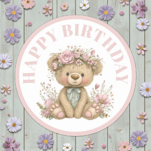 Cute Boho Animal Birthday Party Classic Round Sticker