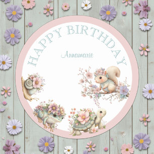 Cute Boho Animal Birthday Party Classic Round Sticker