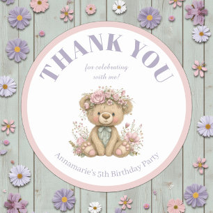 Cute Boho Animal Birthday Party Classic Round Sticker