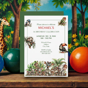 Cute Boho Baby Safari Birthday Party Invitation