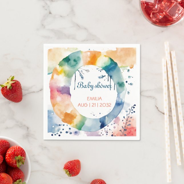 Cute Boho Baby Shower Custom Napkins Personalised (Insitu)