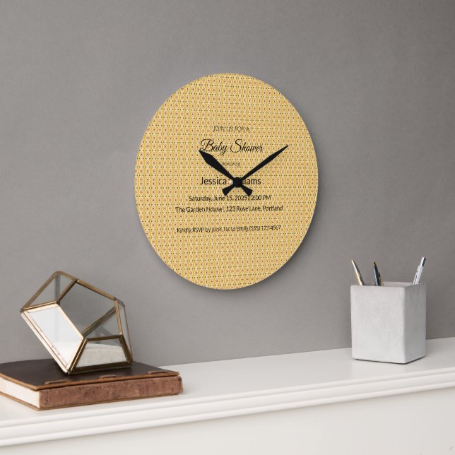 Cute Boho Baby Shower Gender Neutral, Customisable Large Clock (Office)