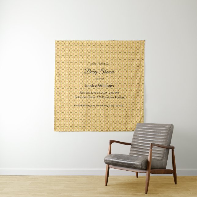 Cute Boho Baby Shower Gender Neutral, Customisable Tapestry (In Situ)
