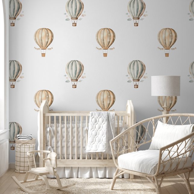 Cute Boho Balloon Baby Nursery Wallpaper (Kids)