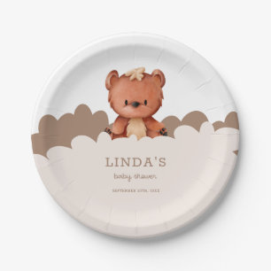 Cute Boho Bear Baby Shower Paper Plate