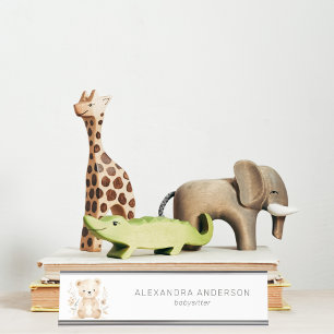 Cute Boho Bear Watercolor Babysitter Desk Name Plate