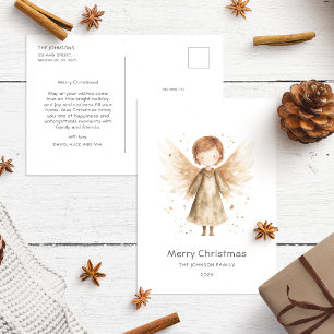 Cute Boho Beige Christmas Baby Angel  Postcard