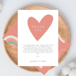 Cute Boho Blush Pink Heart Baby Shower Thank You