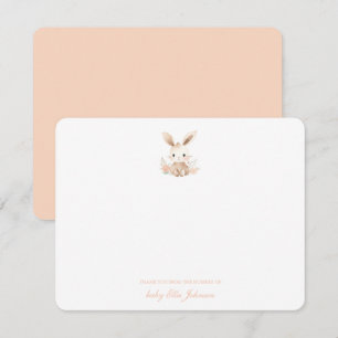 Cute Boho Bunny Rabbit Baby Girl thank you Card