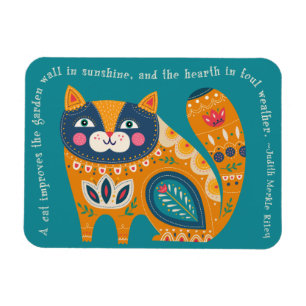 Cute Boho Cat with quote Magnet