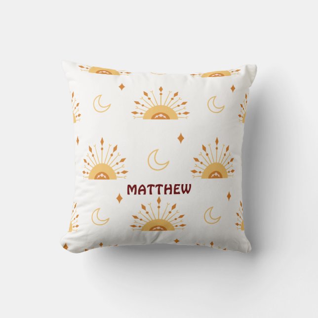 Cute Boho Celestial Seamless Pattern Cushion (Front)