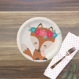 Cute Boho Chic Fox Paper Plate