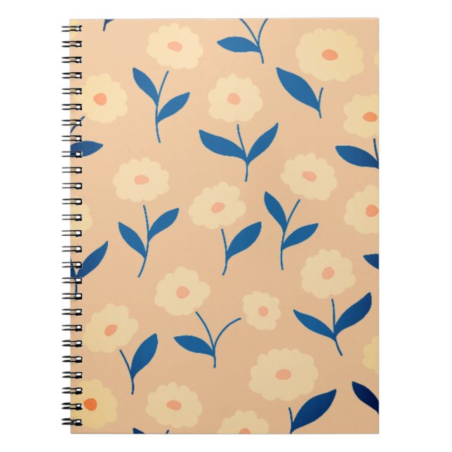 Cute Boho Chic Light Orange Flowers Notebook (Front)