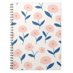 Cute Boho Chic Pink Flowers Pattern  Notebook