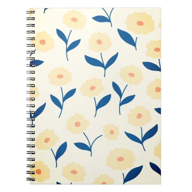 Cute Boho Chic Yellow Flowers Pattern  Notebook (Front)
