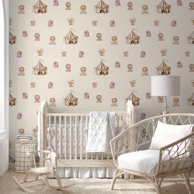 Cute Boho Circus Carnival Baby Girl Nursery Wallpaper (Kids)