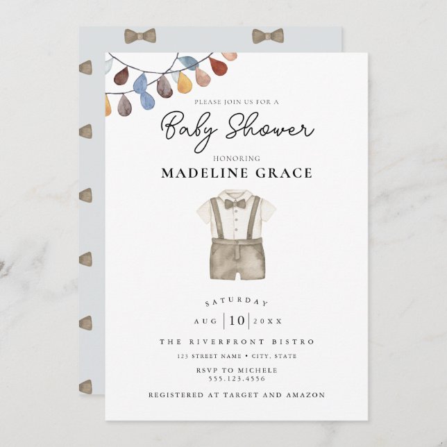 Cute Boho Clothes Boy Baby Shower Invitation (Front/Back)