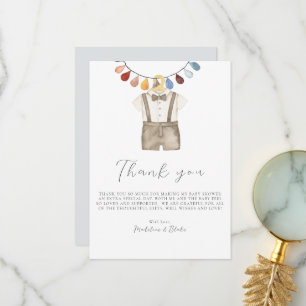 Cute Boho Clothes Boy Baby Shower Thank You Card
