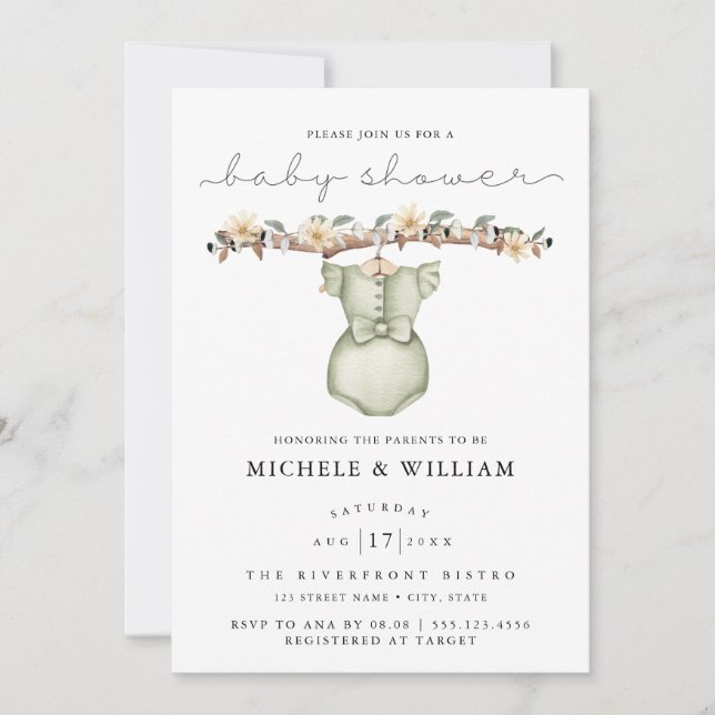 Cute Boho Clothes Girl Baby Shower Invitation (Front)