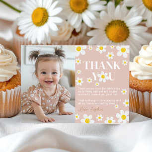 Cute Boho Daisy Bloom Birthday Party Thank You Card