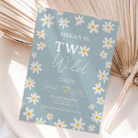 Cute boho daisy blue two wild 2nd birthday kids invitation<br><div class="desc">She is two wild! Celebrate your little one's 2nd birthday with our adorable dusty blue boho daisy flower party invitation! Featuring a cute dusty blue design saying one with a heart shaped daisy flower,  this invite is perfect for a wild and fun celebration with friends and family.</div>