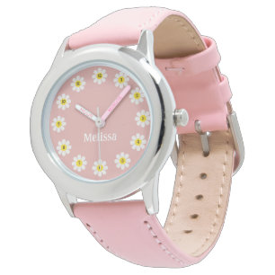 Cute Boho Daisy Flower Custom Name Girl Watch
