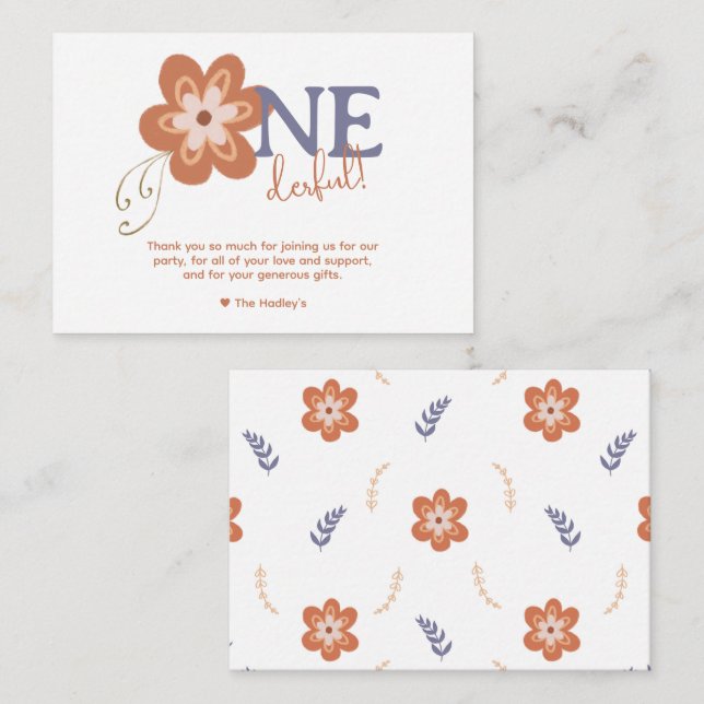 Cute Boho Daisy Thank You Note Card (Front/Back)