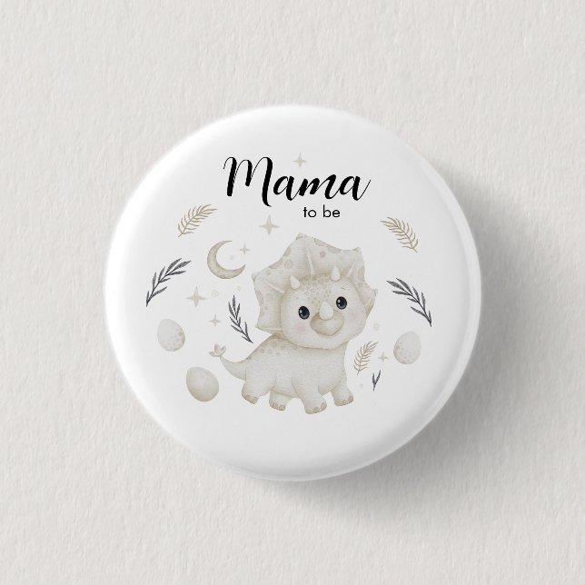 Cute Boho Dinosaur Mama to Be Custom Button (Front)