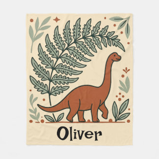 Cute Boho Dinosaur Nursery Fleece Blanket