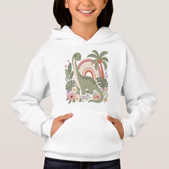 Cute Boho Dinosaur | Pastel Rainbow Dino | Floral  (Front)