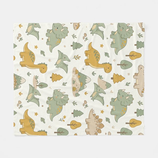Cute Boho Dinosaur Pattern Baby Blanket (Front (Horizontal))