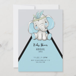 Cute Boho Elephant Oh Baby Shower Invitation